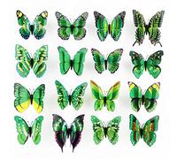 LZHLMCL Living Room Wall Stickers 100Pcs 12Cm Double Layer Butterfly Home Decoration Crafts Magnetic Fridge Sticker Wall Sticker Green