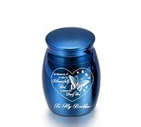 LZHLMCL Urn For Ashes Small 40Mm Small Urns For Human Ashes Stainless Steel Small Cremation Urns For Dad Mom Mini Keepsake Urns Ashes Blue Brother