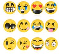 lzijun 12pcs Emoticons Squeeze Toys, Yellow Stress Balls, 6.3cm, Adults & Teens