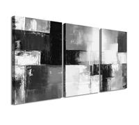 LZIMU 3 Pcs Abstract Wall Art Black White Grey Picture Prints Minimalist Geometry Canvas Painting Modern Neutral Aesthetic Artwork Office Living Room Bathroom Decor (Gray, (16x24inchx3 Pieces))