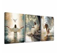LZIMU 3Pcs Jesus Christ Wall Art Jesus Walks on Water Picture Religious Spiritual Paintings Bible Stories Canvas Print Peace Dove Poster Artwork Home Decor (50x70cmx3 Pieces)