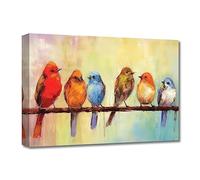 LZIMU Bird Painting Wall Art Large Colorful Hummingbirds and Flower Branch Canvas Print Abstract Watercolor Birds Pictures Framed (Bird, 30.00 x 45.00 cms)