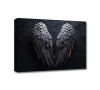 LZIMU Black and White Angel Wings Canvas Wall Art Abstract Artistic Pictures Prints for Contemporary Bedroom Living Room Home Decor Framed (Angel Wings-1, 20.00 x 30.00 cms)