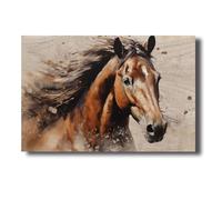 LZIMU Brown Horse Picture Stallion Canvas Wall Art Rustic Horse Portraits Poster Prints Western Animal Vintage Artwork Farmhouse Wall Decor Framed(Picture-3, (12.00" x 18.00"))