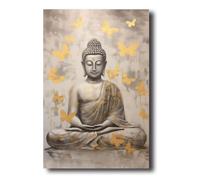 LZIMU Buddha Canvas Wall Art Buddha & Gold Butterfly Painting Prints Zen Pictures Buddhist Spiritual Artwork for Yoga Spa Meditation Room Framed(Picture-1, (20.00" x 30.00"))
