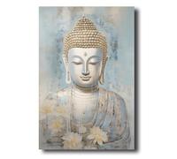 LZIMU Buddha Canvas Wall Art Buddha & Lotus Flower Painting Prints Zen Pictures Buddhist Spiritual Artwork for Yoga Spa Meditation Room Framed(Picture-4, (16.00" x 24.00"))