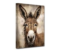 LZIMU Canvas Print Wall Art Rustic Donkey Portraits Farm Animal Picture Western Animal Vintage Artwork Farmhouse Wall Decor (Donkey, 45 x 30 inches)