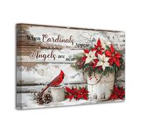 LZIMU Cardinal Canvas Wall Art Red Bird Pictures Red Cardinals in the Snow Painting Winter Scenery Birds Poster Prints Christmas Wall Decor Framed (Brown, 12L x 18W)