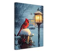 LZIMU Cardinal Canvas Wall Art Red Bird Pictures Red Cardinals in the Snow Painting Winter Scenery Birds Poster Prints Christmas Wall Decor Framed (Blue, 28L x 42W)