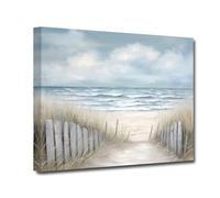 LZIMU Coastal Wall Art Bathroom Decor Abstract Beach Path Canvas Print Ocean Seascape Sand Dune Painting Framed Artwork for Home Decor (Coastal-3, 12.00"x18.00")