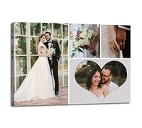 LZIMU Collage Canvas Prints with Your Photos Personalised Multi Pictures for Wall Custom Family Wedding Baby Pet Dog Photo to Canvas Customised Gifts Home Wall Decor (Collage Photo-4, Framed)