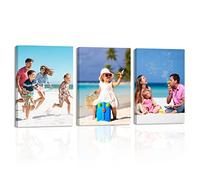 LZIMU Custom Canvas Prints with Your Photos 3 Piece 5"x7" Personalised Your Pictures on Canvas Wall Art Customised Gifts Ready to Hang (Framed, 5"x7"x3)