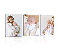 LZIMU Custom Pictures Wall Art Personalised Photo to Canvas 3 Panels Customised Poster Upload Your Image Prints Home Decor Gifts for Family and Friends (Framed, 12"x16"x3)