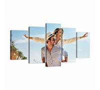 LZIMU Custom Your Photos on Canvas 5 Panel Personalized Wall Art Upload Your Image Prints Family Wedding Baby Pet Picture for Home Decor (Frame, 10x16inx2-10x20inx2-10x24inx1)