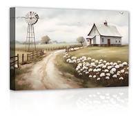 LZIMU Farmhouse Wall Art Old Barn Canvas Prints Landscape Picture Modern Artwork Rustic Country Farm Decor Framed (Barn-2, 12"x18")