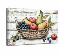 LZIMU Fruit Kitchen Canvas Wall Art Rustic Fruit Basket Pictures Prints Still Life Paintings Vintage Colorful Food Poster Farmhouse Dining Room Restaurant Decor (Gray, (30L x 45W cm))