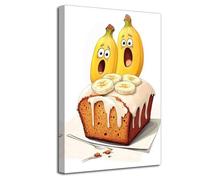 LZIMU Funny Kitchen Wall Art Whimsical Pickle Pictures Cute Vegetable Food Canvas Paintings Modern Weird Aesthetic Posters Prints Dining Room Decor Framed (Yellow, (18L x 12W))