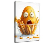 LZIMU Funny Kitchen Wall Art Whimsical Pickle Pictures Cute Vegetable Food Canvas Paintings Modern Weird Aesthetic Posters Prints Dining Room Decor Framed (Grey, (18L x 12W))