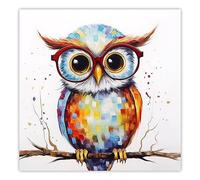 LZIMU Funny Owl Canvas Wall Art Colorful Animal Painting Prints for Modern Kids Room Nursery Bedroom Decoration (No frame (Rolled up Canvas), 28.00"x28.00")