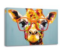 LZIMU Giraffe Canvas Wall Art Cute Giraffe Wearing Glasses Poster Prints Colorful Wild Animal Paintings for Kids Room Nursery Decor Framed(Picture-3, (16.00" x 24.00"))