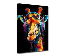 LZIMU Giraffe With Headphones Wall Art Colorful Giraffe Listening Music Canvas Prints Cool Animal Poster DJ Wall Decor for Music Lover Room Framed (Animal-4, 12.00"x18.00")