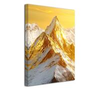 LZIMU Golden Mountain Canvas Wall Art Snowy Mountains Hill Landscape Wall Decor Abstract White and Gold Scenery Picture for Bedroom Home Decor Framed (Gold, 24L x 16W)