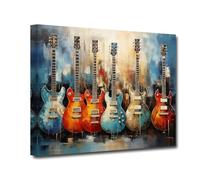 LZIMU Guitar Canvas Wall Art Vintage Style Guitar Paintings Print Abstract Watercolor Music Pictures Musical Instrument Poster for Teens Room Decor (Guitar-1, 16.00"x24.00")