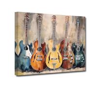 LZIMU Guitar Canvas Wall Art Vintage Style Guitar Paintings Print Abstract Watercolor Music Pictures Musical Instrument Poster for Teens Room Decor (Guitar-2, 20.00"x30.00")
