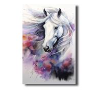 LZIMU Horse Picture Stallion Canvas Wall Art Watercolor Horse Portraits Poster Prints Western Animal Vintage Artwork Farmhouse Wall Decor(Picture-1, (12.00" x 18.00"))