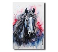 LZIMU Horse Picture Stallion Canvas Wall Art Watercolor Horse Portraits Poster Prints Western Animal Vintage Artwork Farmhouse Wall Decor(Picture-3, (12.00" x 18.00"))