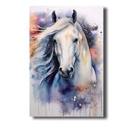 LZIMU Horse Picture Stallion Canvas Wall Art Watercolor Horse Portraits Poster Prints Western Animal Vintage Artwork Farmhouse Wall Decor(Picture-2, (16.00" x 24.00"))