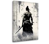 LZIMU Japanese Samurai Poster Warrior Canvas Wall Art Samurai Katana Picture Prints Bushido Artwork Black and White Japanese Theme Home Decor(Picture-1, (16.00" x 24.00"))