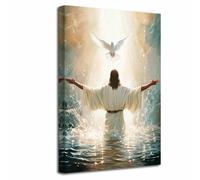 LZIMU Jesus Wall Art Christian Picture Religious Spiritual Paintings Canvas Print Bible Stories Christ God Poster Jesus Back Peace Dove Artwork Home Decor (White, (45L x 30W cm))