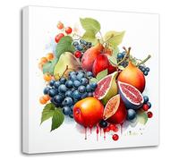 LZIMU Kitchen Canvas Wall Art Tropical Fruit Picture Watercolor Grape Apple Print Vintage Food Painting for Dining Room Restaurant Wall Decor(Picture-4, (12.00" x 12.00"))