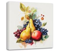 LZIMU Kitchen Canvas Wall Art Tropical Fruit Picture Watercolor Grape Apple Print Vintage Food Painting for Dining Room Restaurant Wall Decor(Picture-2, (16.00" x 16.00"))
