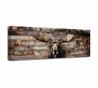 LZIMU Large Moose Canvas Wall Art Vintage Elk Deer Pictures Prints Forest Wildlife Paintings Nature Animal Poster Hunting Artwork Rustic Farmhouse Cabin Decor (30L x 10W)