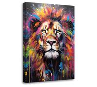 LZIMU Lion Canvas Wall Art Colorful Lion King Head Poster Prints Abstract African Wildlife Paintings for Kids Room Nursery Office Decor(Picture-1, (12.00" x 18.00"))
