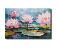 LZIMU Lotus Flower Canvas Wall Art Blooming Water Lily Picture Prints Zen Paintings Meditation Watercolor Artwork for Bathroom Yoga Spa Room(Picture-2, (16.00" x 24.00"))