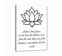 LZIMU Lotus Flower Canvas Wall Art Inspirational Quotes Poster Spa Picture Prints Wall Decor for Yoga Meditation Spiritual Room Decor (Lotus Flower-4, 16"x20" (40x50cm))