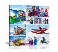 LZIMU Multi Photo Collage Custom Canvas Wall Art Personalized Print with Your Photo on Canvas Customized Family Wedding Pet Picture Collage Gift (Collage Picture-12, 16"x16"(40x40cm) Frame)