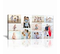 LZIMU Multi Photo Collage Custom Canvas Wall Art Personalized Print with Your Photo on Canvas Customized Family Wedding Pet Picture Collage Gift (Collage Picture-16, 18"x36"(45x90cm) Frame)