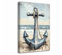 LZIMU Nautical Canvas Wall Art Beach Anchor Pictures Prints Coastal Lighthouse Paintings Seascape Poster Vintage Ocean Theme Artwork Rustic Bathroom Decor (Teal, (60L x 40W cm))