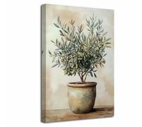 LZIMU Olive Kitchen Canvas Wall Art Vintage Green Olives Branch Pictures Prints Rustic Farmhouse Paintings Neutral Botanical Fruit Poster Still Life Dining Room Decor (Gray, (45L x 30W cm))