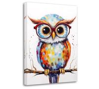 LZIMU Owl Canvas Wall Art Cute Owl on the Tree Branch Picture Colorful Birds Prints WIldlife Painting for Modern Kids Room Nursery Decor(Picture-3, (12.00" x 18.00"))