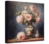 LZIMU Peony Canvas Wall Art Pink Floral Picture Print Vintage Botanical Flower Bathroom Wall Decor for Bedroom Kitchen Living Room Ready To Hang (Flower-3, 30.00 x 30.00 cms)