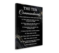 LZIMU Ten Commandments Wall Art Christian Bible Verse Prints Black Gold Texture Scripture Paintings Religious Inspirational Poster Picture for Church Home Decor (Black, 45L x 30W cm)