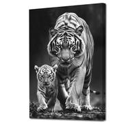 LZIMU Tiger Wall Art Black and White Picture Wall Decor Animal Baby Posters Wildlife Walking Canvas Prints Modern Artwork for Living Room Bedroom Office Decor (30.00 x 45.00 cms)