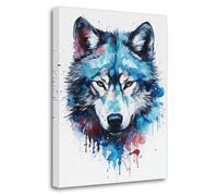 LZIMU Wolf Canvas Wall Art Watercolor Wolf Head Face Portrait Poster Wildlife Prints Abstract Animals Painting for Kids Room Nursery Office Decor(Picture-1, (12.00" x 18.00"))
