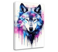 LZIMU Wolf Canvas Wall Art Watercolor Wolf Head Face Portrait Poster Wildlife Prints Abstract Animals Painting for Kids Room Nursery Office Decor(Picture-4, (12.00" x 18.00"))