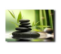 LZIMU Zen Canvas Wall Art Pebbles Stone & Green Bamboo Painting Prints Spa Pictures Meditation Artwork Yoga Bathroom Wall Decor Framed(Picture-4, (12.00" x 18.00"))